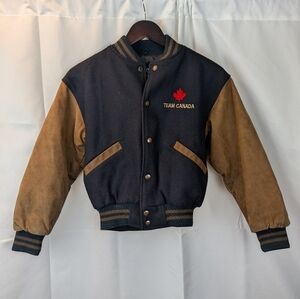Lamasz sport Canada Varsity Leather  Jacket 90s Vintage Size M(by measurements)